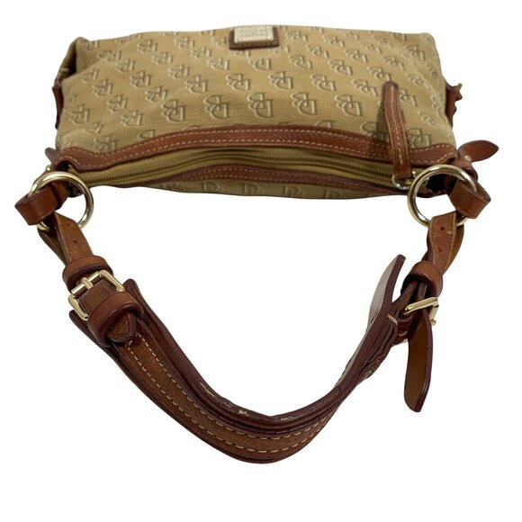 Y2K Dooney Bourke Logo Jacquard Canvas Hobo Shoulder Bag Leather Buckle Strap - Picture 9 of 16